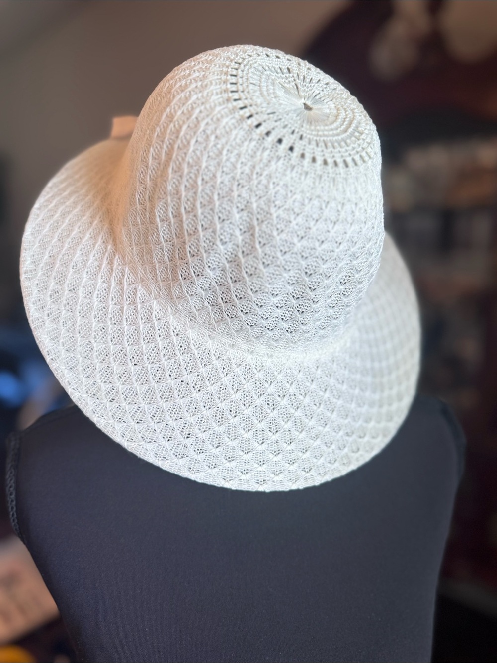 Lightweight White Crochet Sun Hat